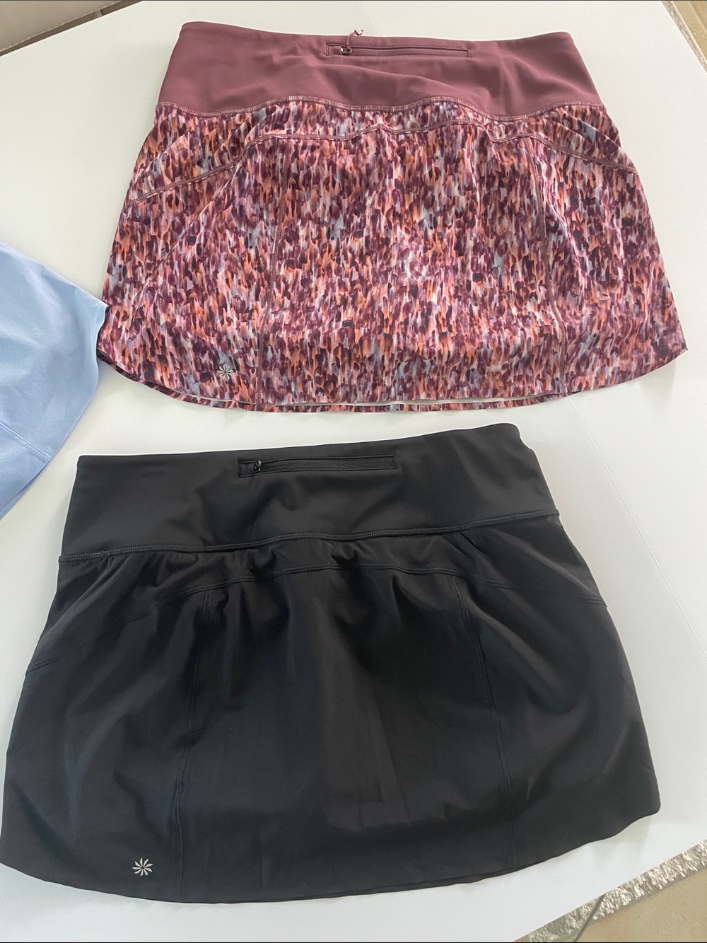 Like new 3 Athleta Run with it 14’ Skorts – Light Blue, Black & Mauve Multi - Picture 7 of 11